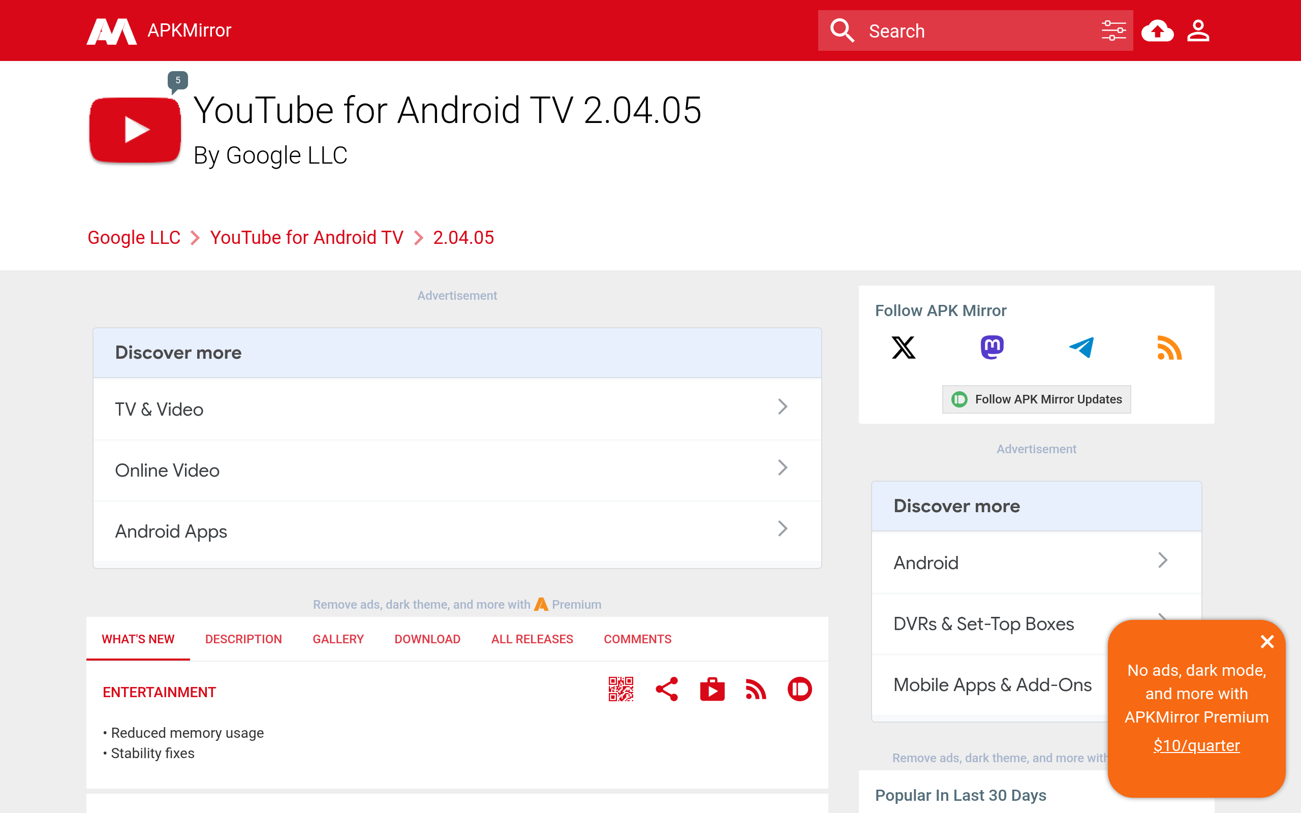YouTube for Android TV · 首页