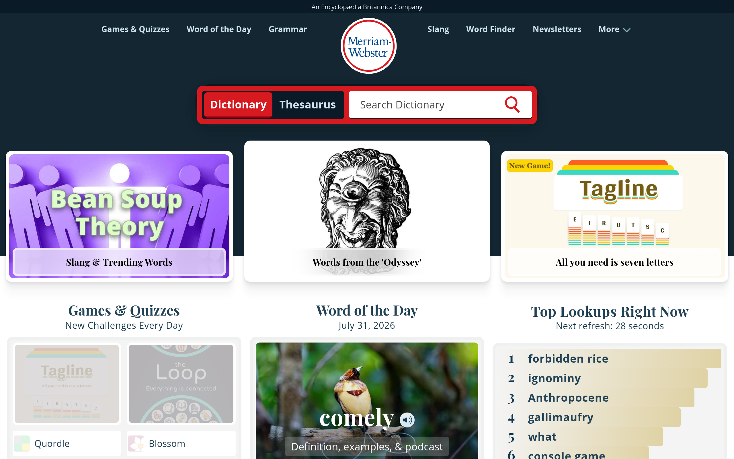 Merriam-Webster Dictionary and Thesaurus · 首页