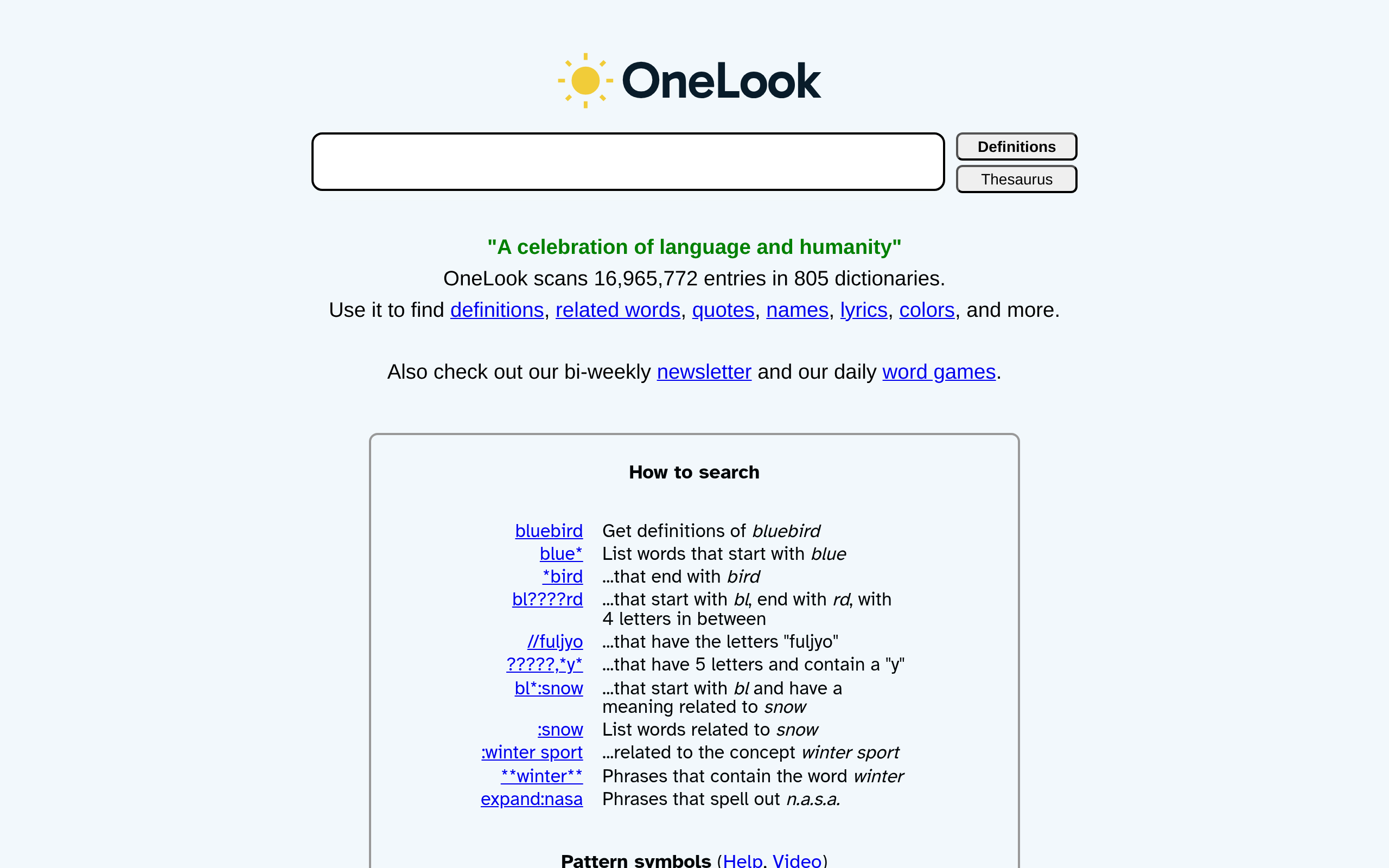 OneLook Dictionary Search · 首页