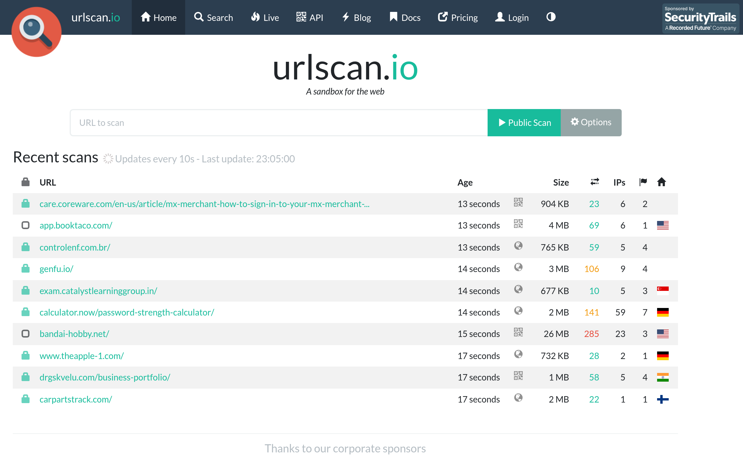 urlscan.io · 首页