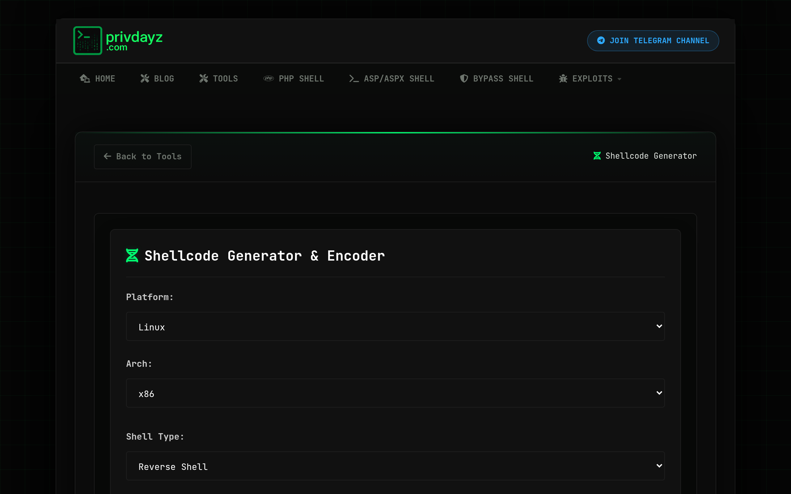 PrivDayz Shellcode Generator & Encoder · 首页