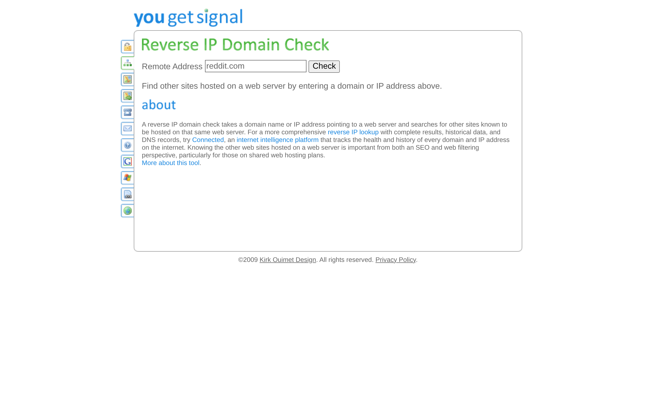 YouGetSignal Reverse IP Domain Check · 首页