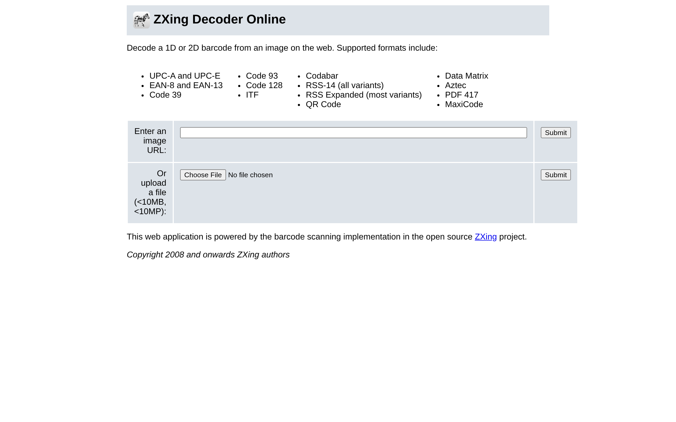 ZXing Decoder Online · 首页