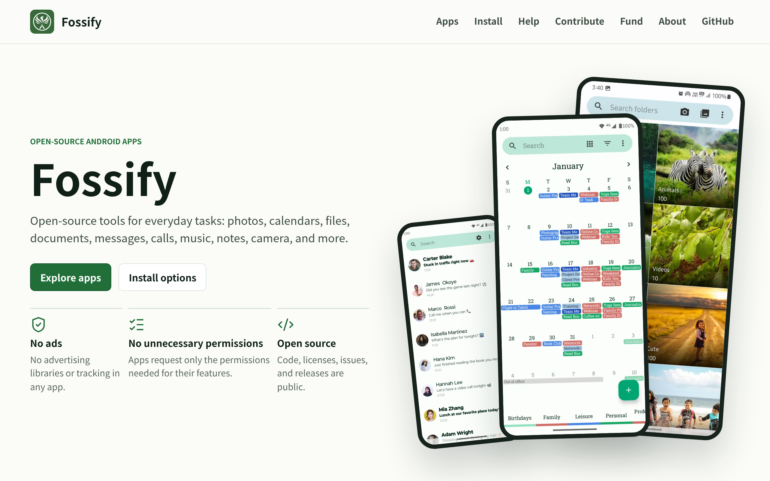 Fossify · 首页