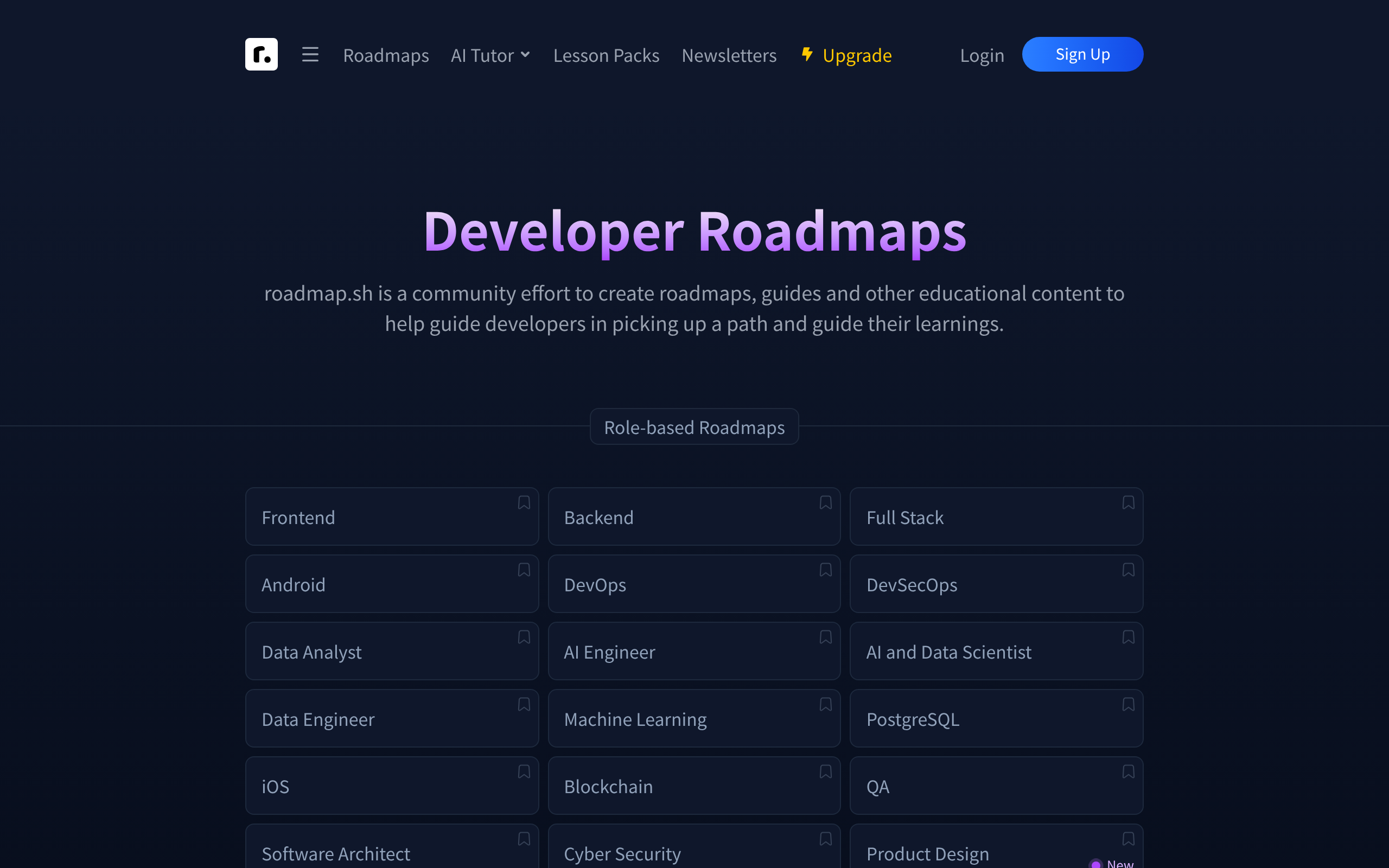Roadmap.sh · 首页