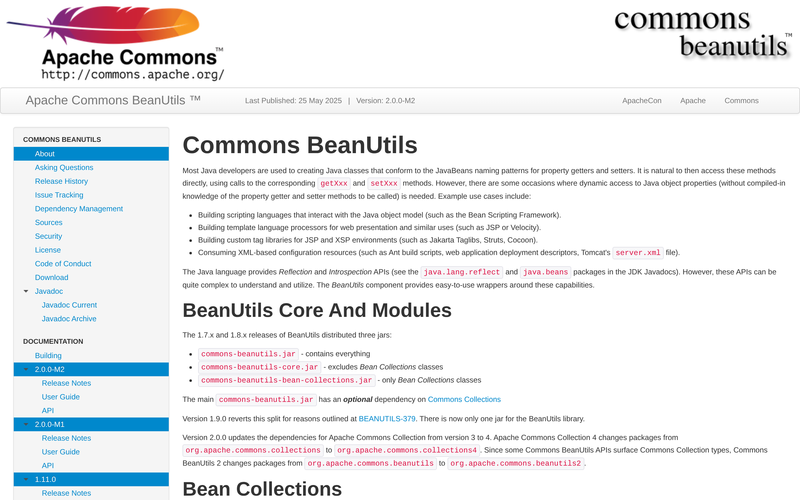 Apache Commons BeanUtils · 首页