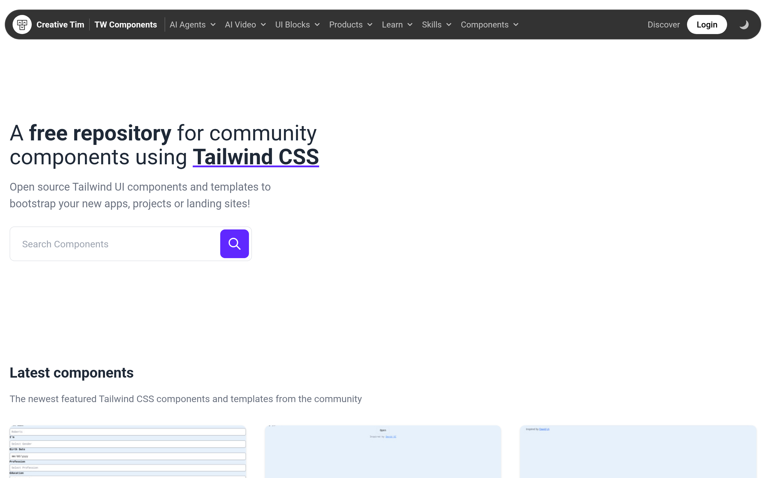 Tailwind Components · 首页