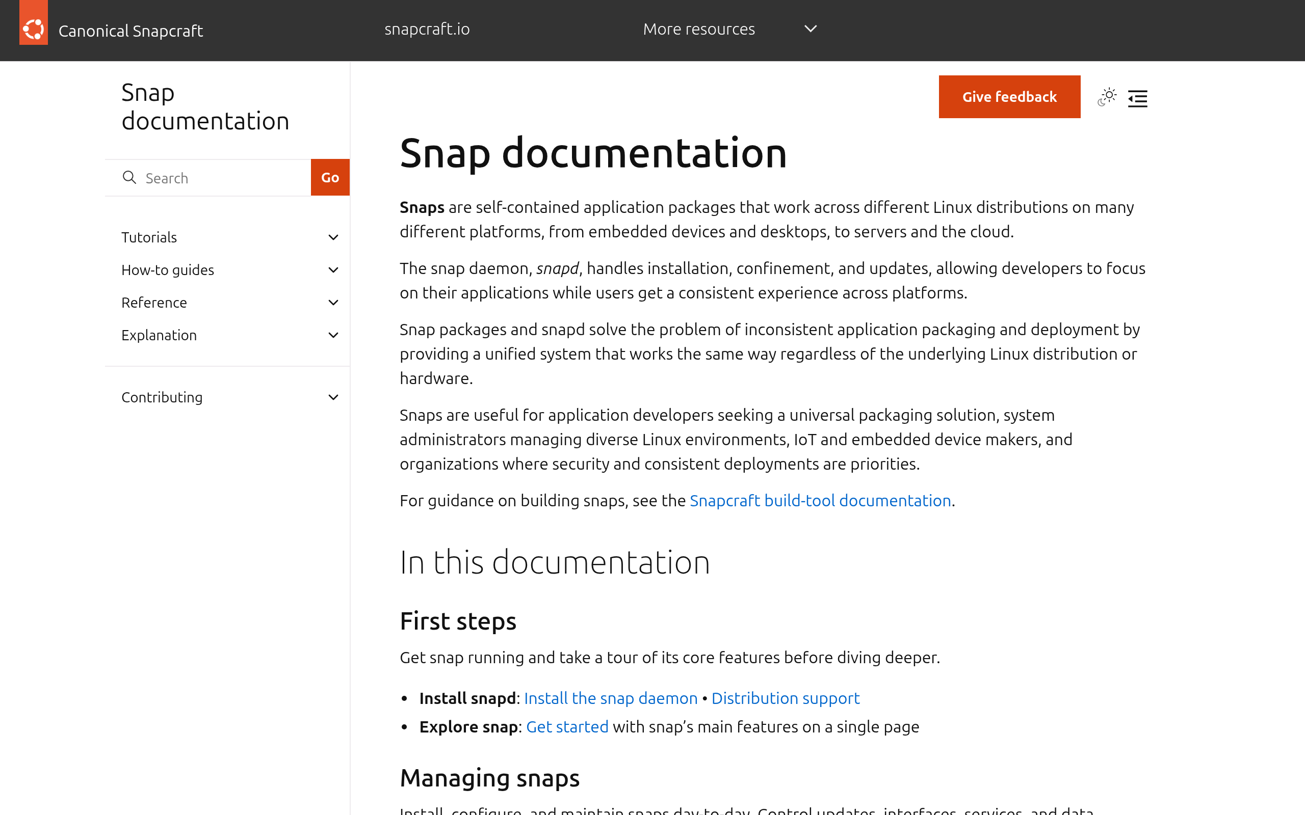 Snap documentation · 首页