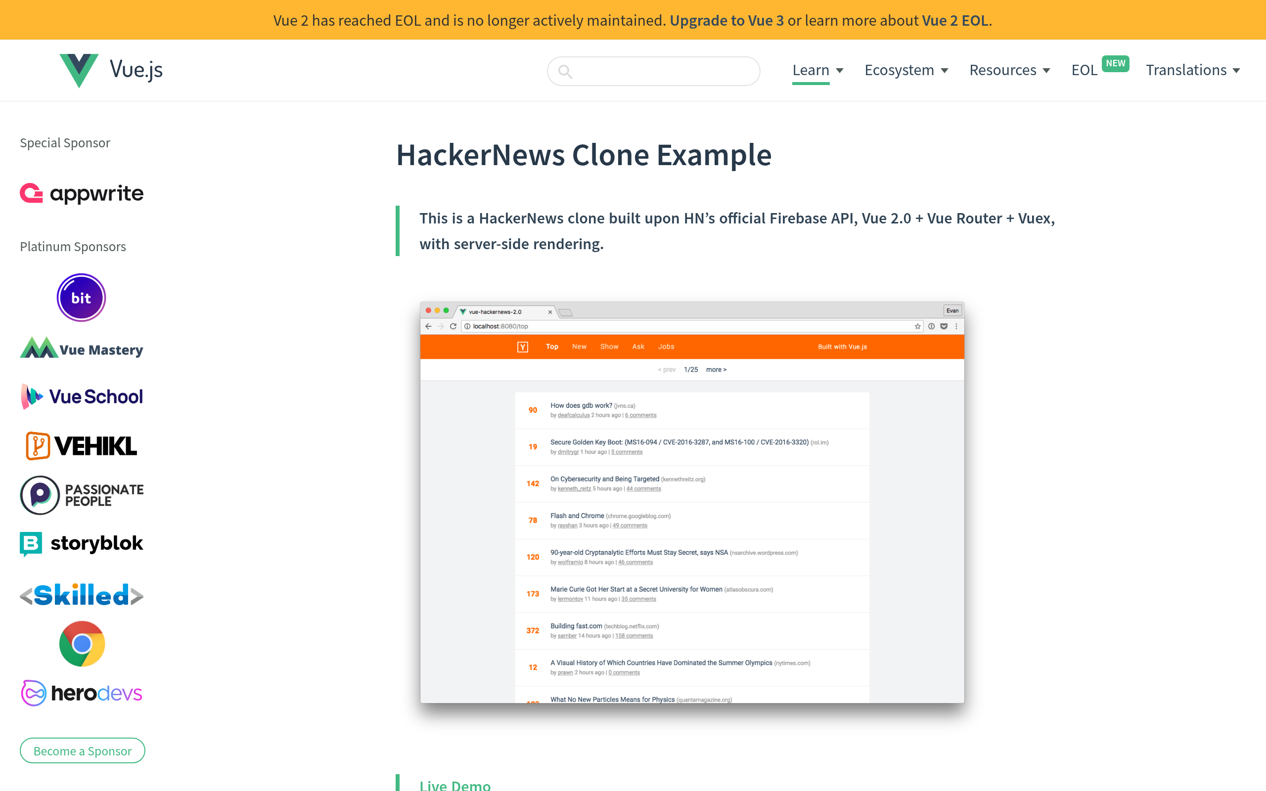 Vue HackerNews Clone · 首页