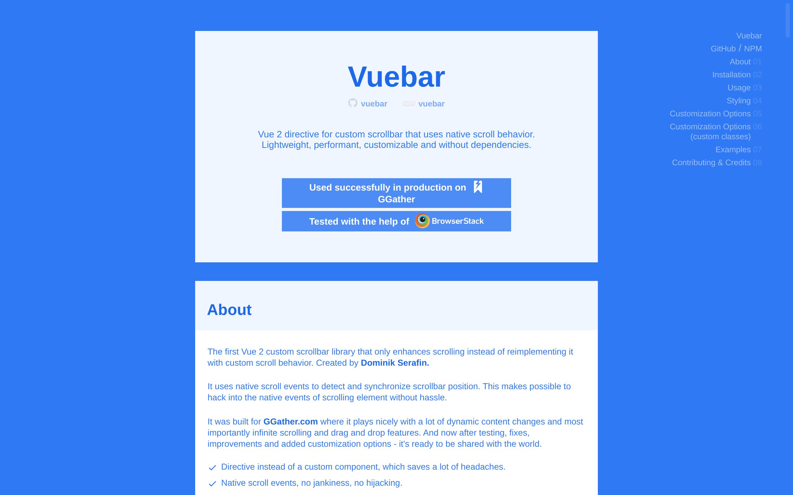 Vuebar · 首页