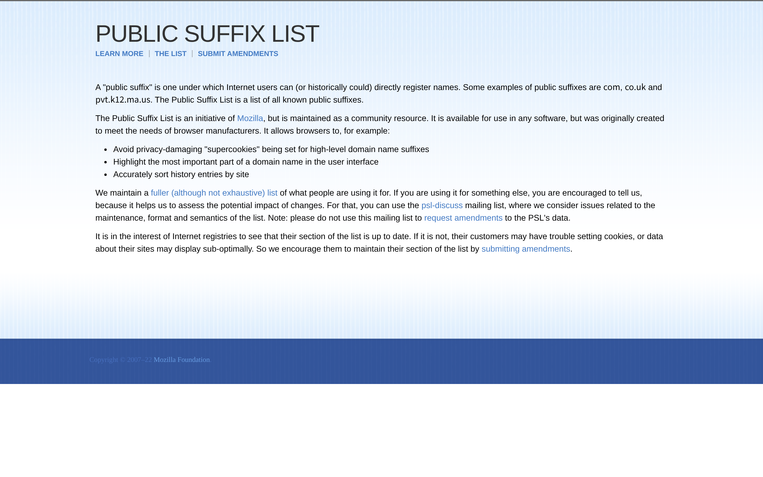 Public Suffix List · 首页