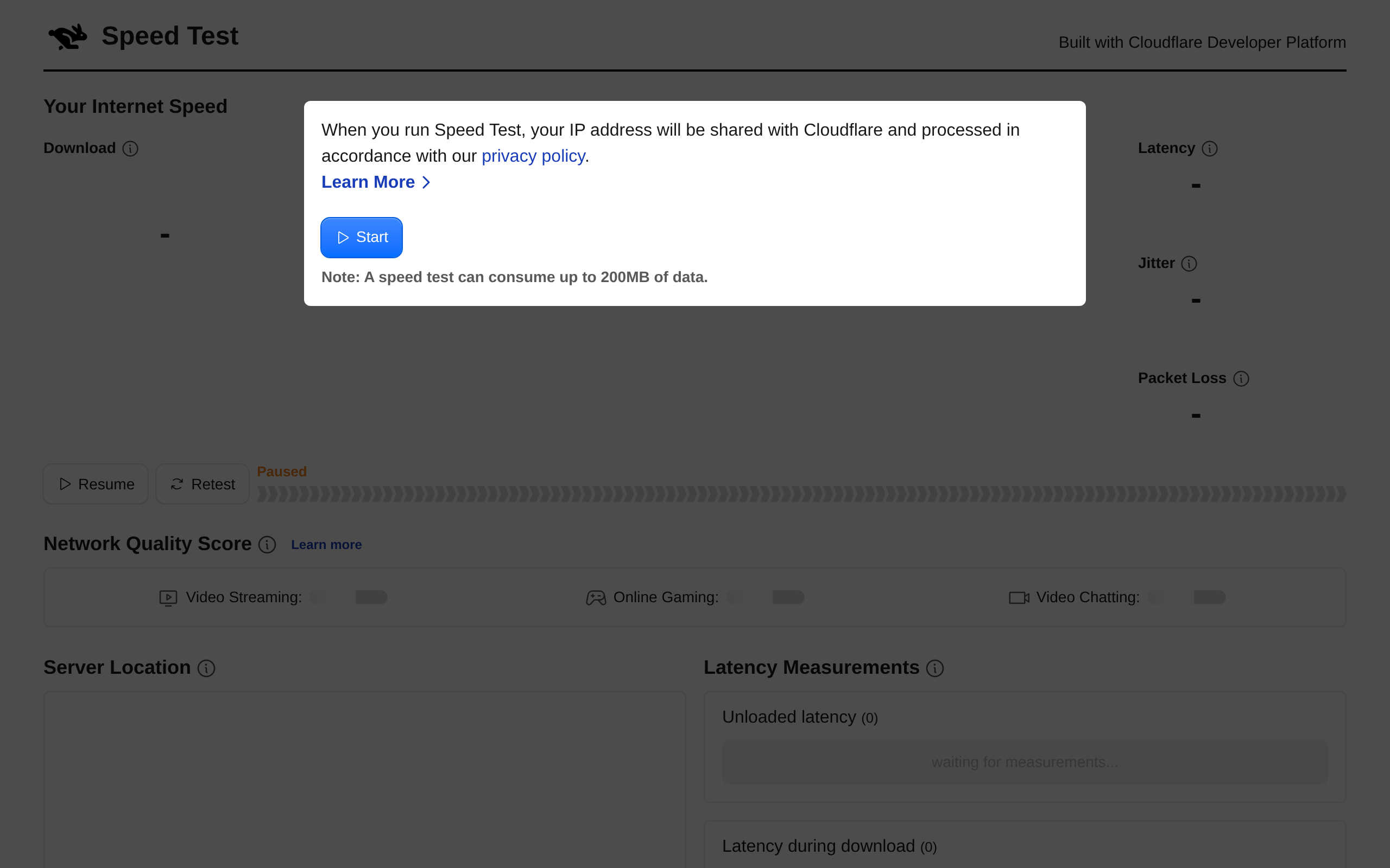 Cloudflare Speed Test · 首页