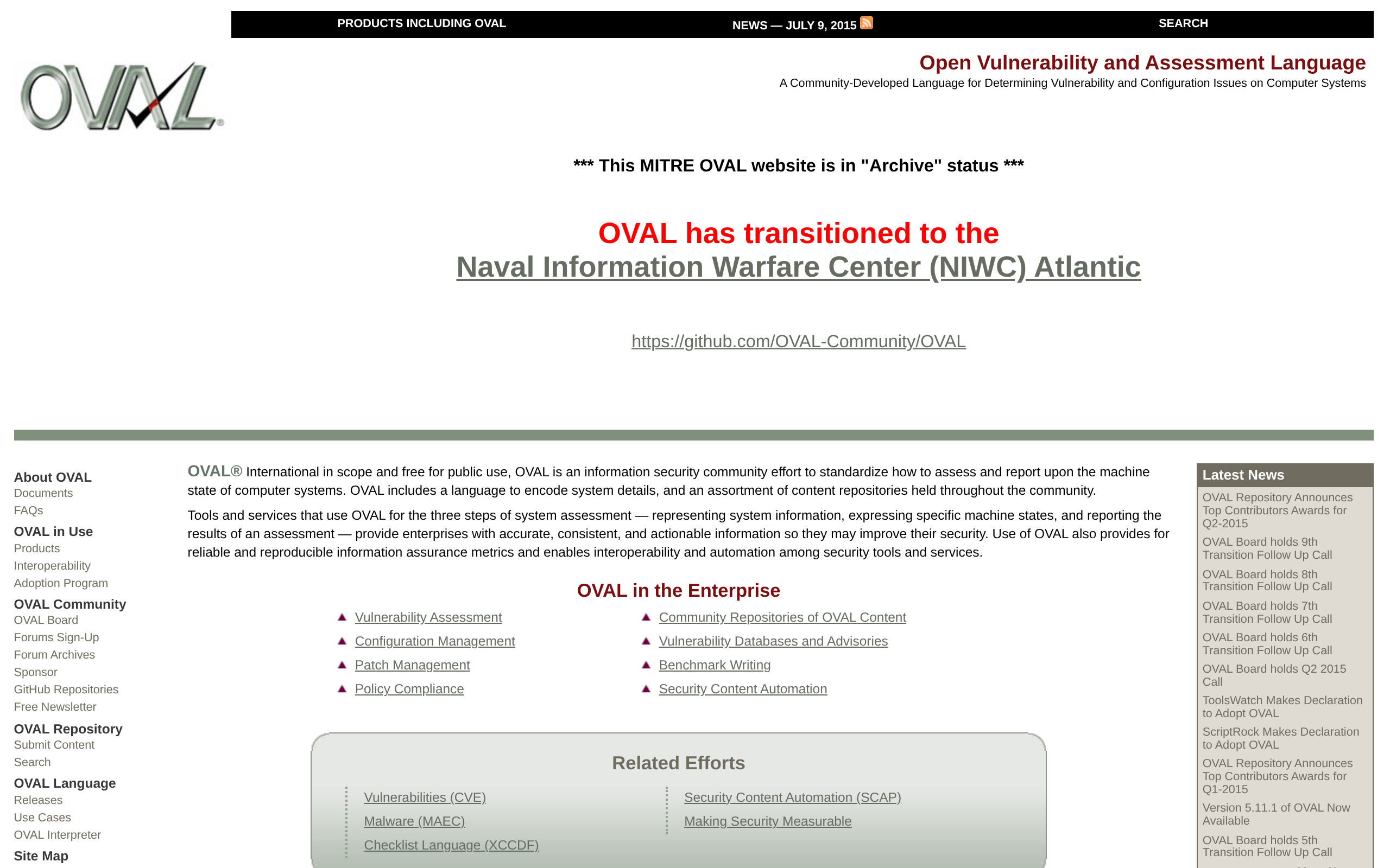 OVAL Repository · 首页